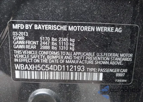 2013 BMW 528I xDrive z USA, uszkodzony, nr VIN WBAXH5C54DD112193